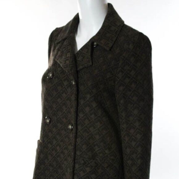 Burning Torch Brown Geometric Button Jacket M - Picture 1 of 7